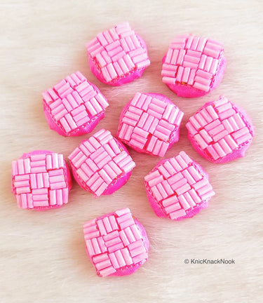 Hand Embroidered Designer Pink Buttons
